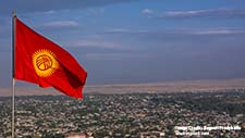 Kyrgyzstan flag and city