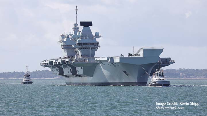 Picture of The aircraft carrier HMS QUEEN ELIZABETH returns to its home port after completion of Exercise Crimson Ocean